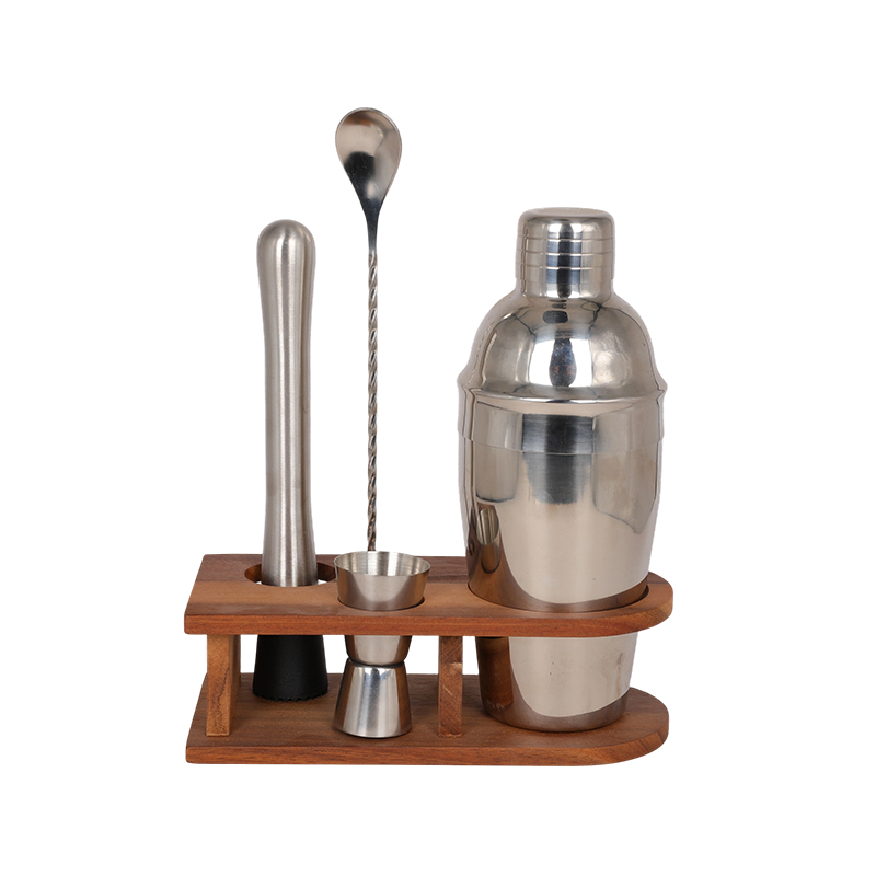 Juego de mezcladores de acero inoxidable de 5 piezas con soporte