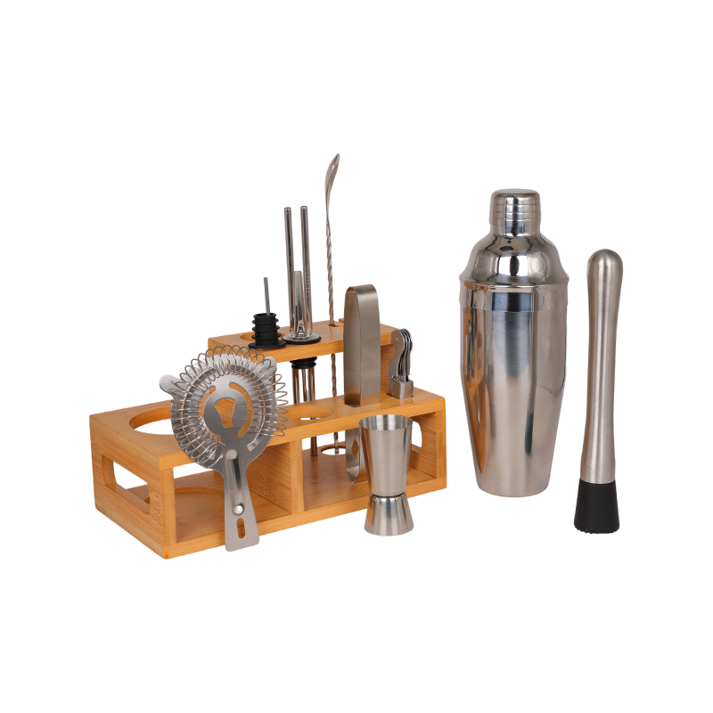 Kit de vajilla de bar con coctelera de acero inoxidable de 12 piezas