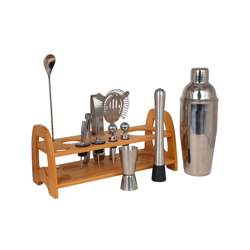 Kit de vajilla de bar con coctelera de acero inoxidable de 12 piezas