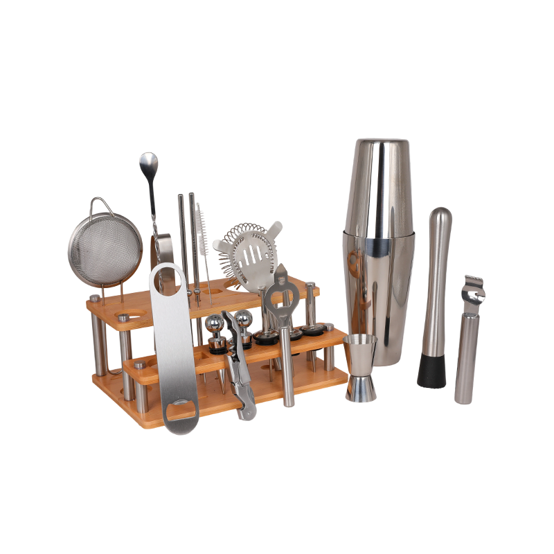 Kit de barman Boston Shaker Set de 24 piezas con soporte