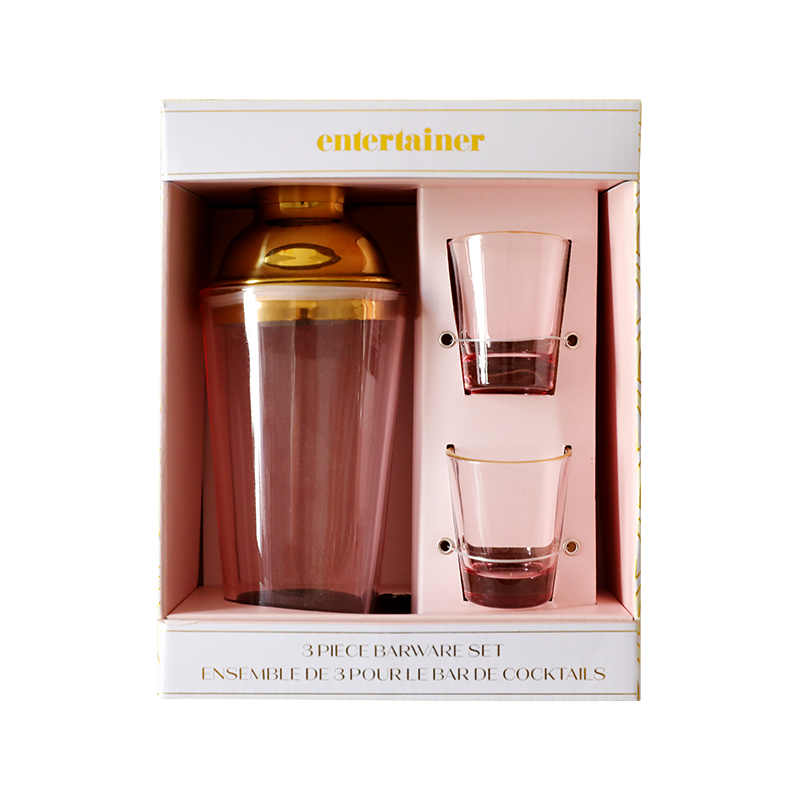 Juego de coctelera de oro vintage de 3 piezas