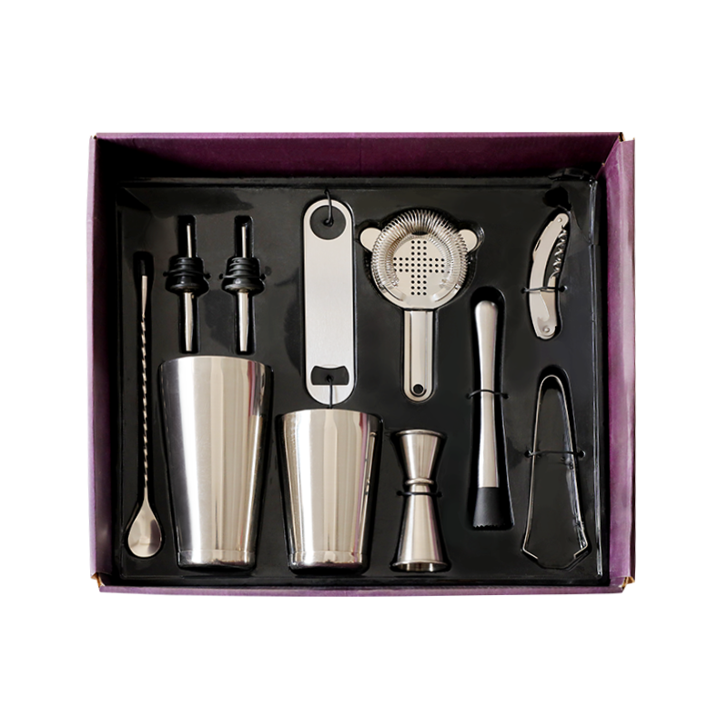 Kit mezclador Boston Shaker de acero inoxidable de 10 piezas