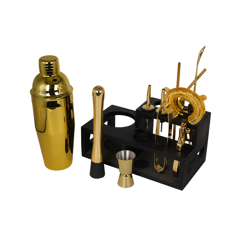 Juego de herramientas de barra Mixology Bartender Kit de 12 piezas en oro 