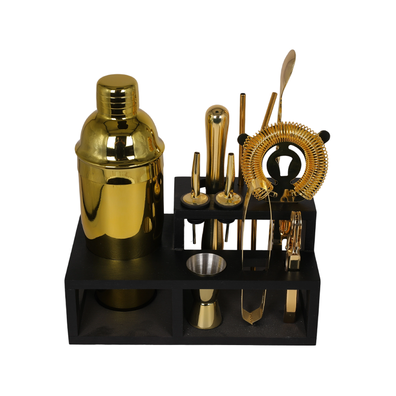 Juego de herramientas de barra Mixology Bartender Kit de 12 piezas en oro 