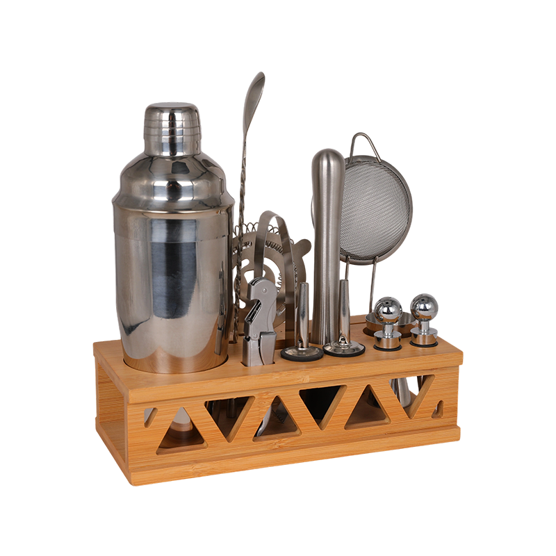 Juego de coctelera Bartender de 13 piezas con soporte