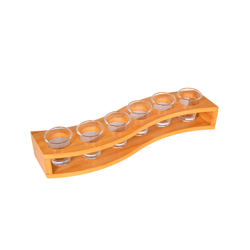 Juego de vasos de chupito de 7 piezas con bandeja de madera de bambú