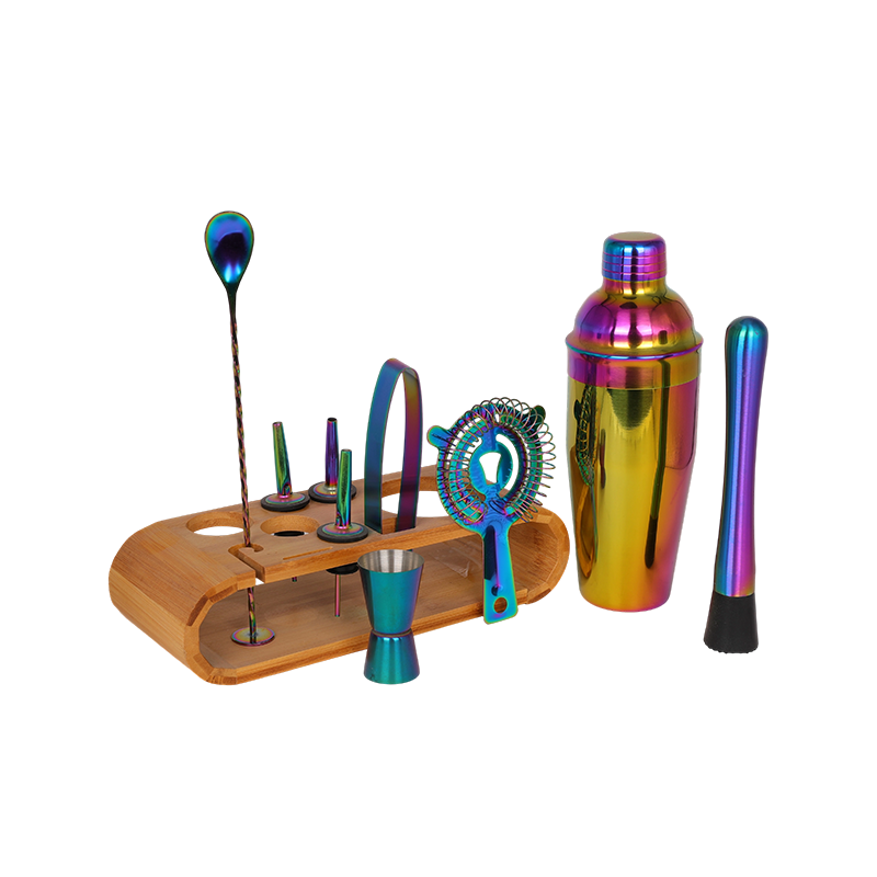 Kit de barman de acero inoxidable Rainbow de 10 piezas