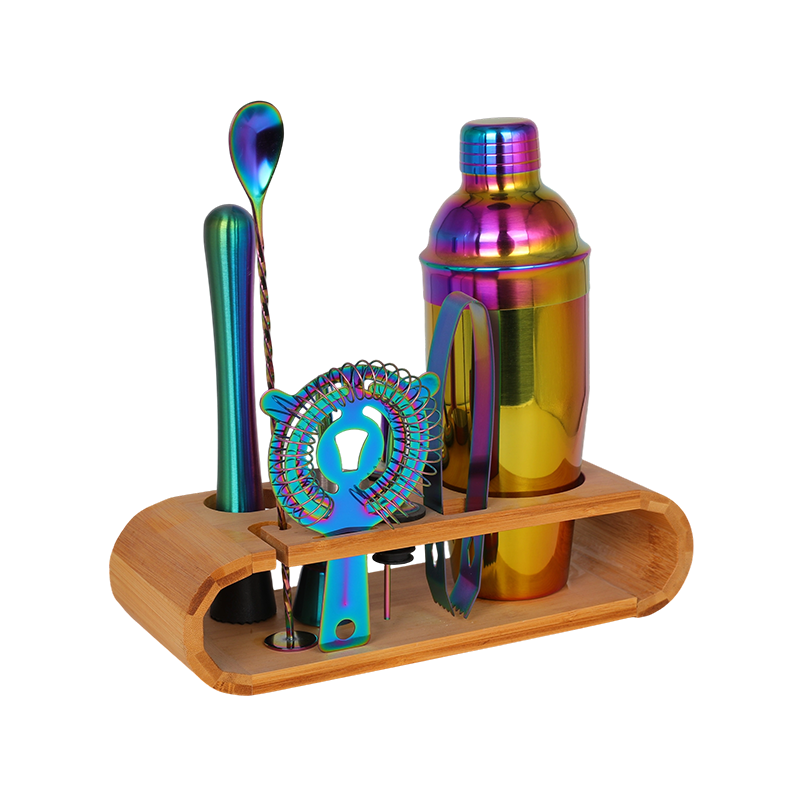 Kit de barman de acero inoxidable Rainbow de 10 piezas