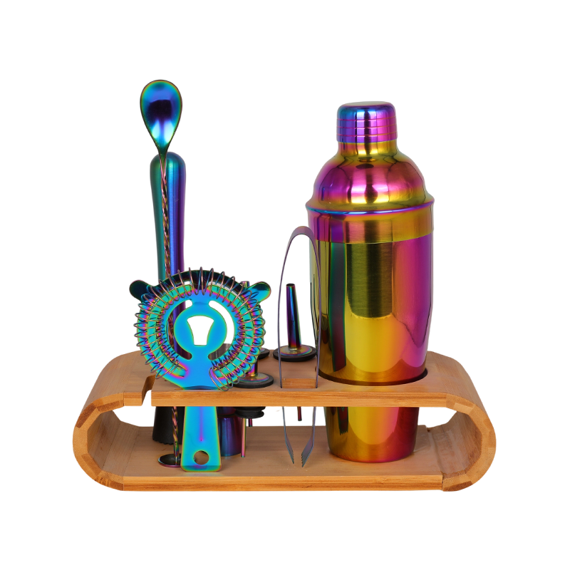 Kit de barman de acero inoxidable Rainbow de 10 piezas
