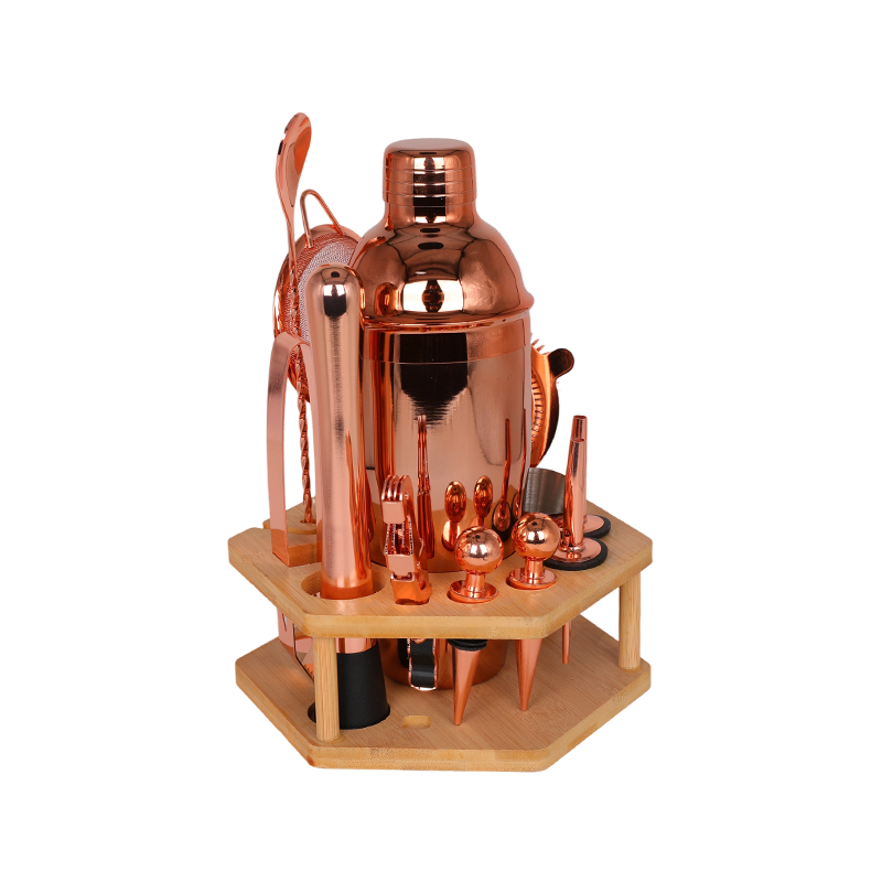 Kit de herramientas para barman de oro rosa de 13 piezas
