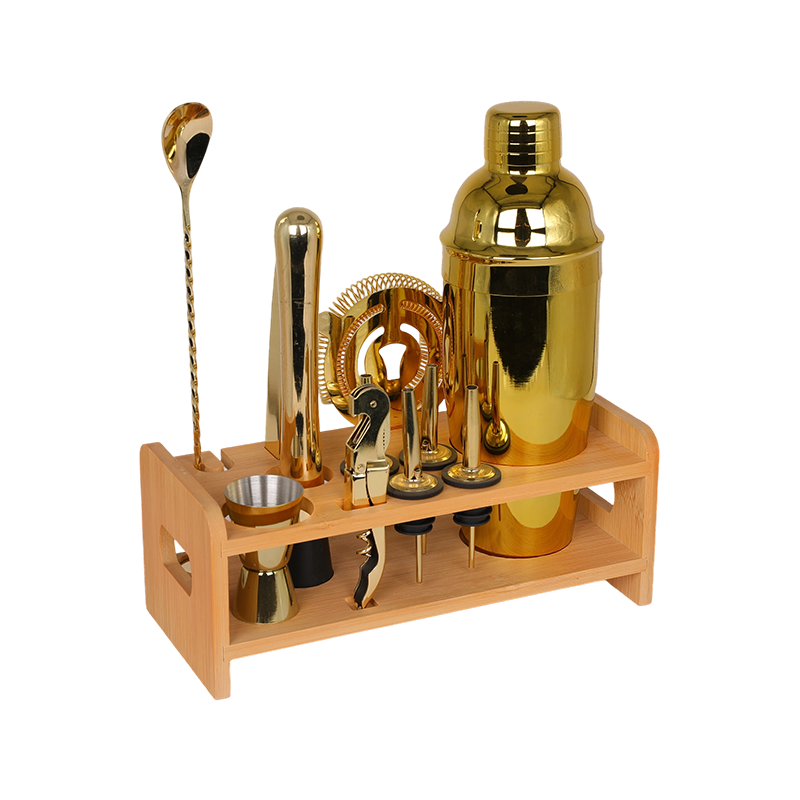 Juego de herramientas de barra Mixology Bartender Kit de 12 piezas en oro 