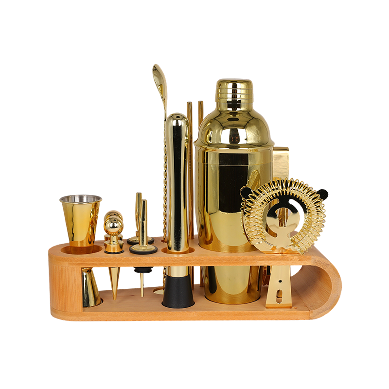 Kit de barman de acero inoxidable dorado de 16 piezas