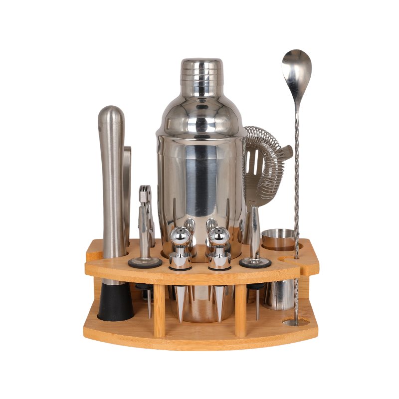 Kit de vajilla de bar con coctelera de acero inoxidable de 12 piezas