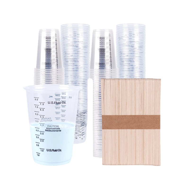 Vasos medidores graduados de 20 oz con palillos de madera para remover