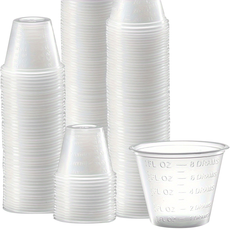 Vaso mezclador transparente de 1 oz con medidas precisas